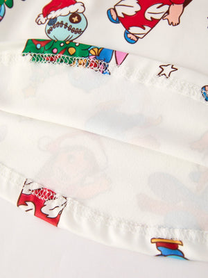 Winter Christmas Tree Character Print Girls Long Sleeve Casual Dress