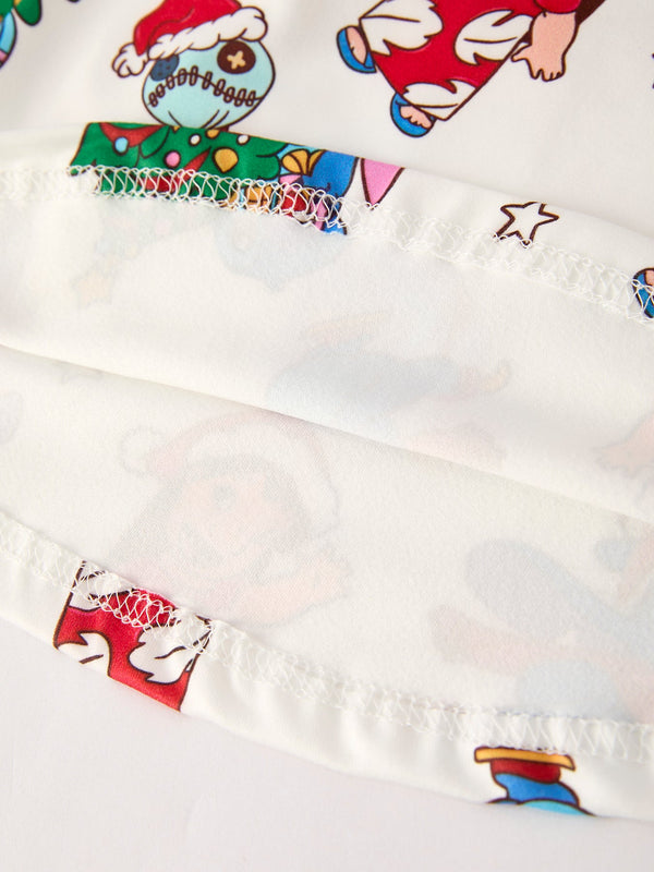 Winter Christmas Tree Character Print Girls Long Sleeve Casual Dress