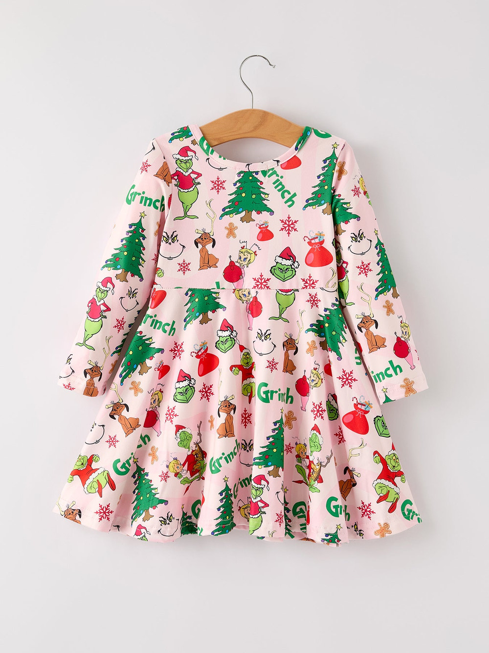 Winter Christmas Character Print Girls Dress