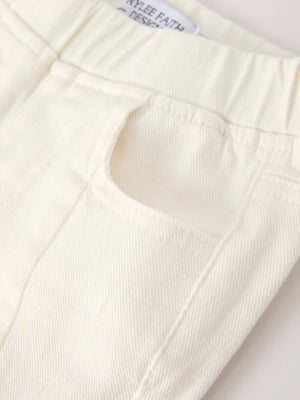 Fall Christmas Charming White Denim Pants with Cute Bows