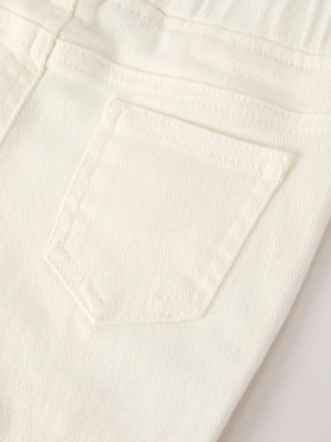 Fall Christmas Charming White Denim Pants with Cute Bows