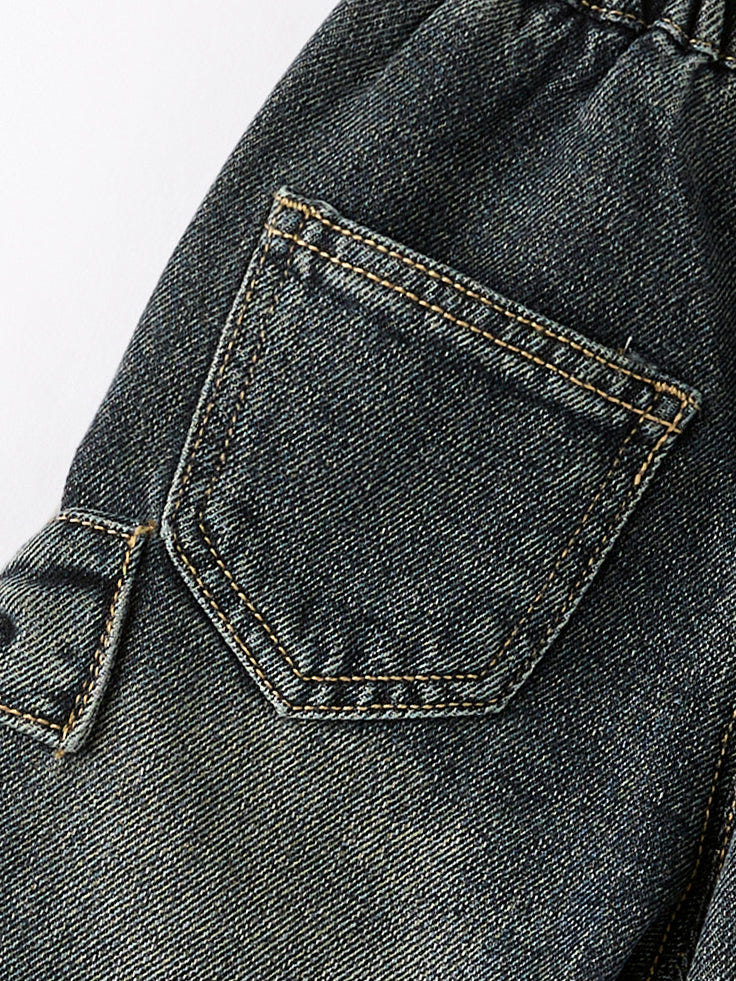 Girls Bow Stretch Wide-Leg Jeans