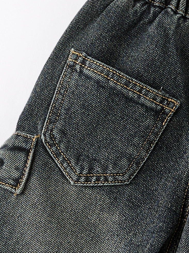 Girls Bow Stretch Wide-Leg Jeans - Soft Fabric for Babies