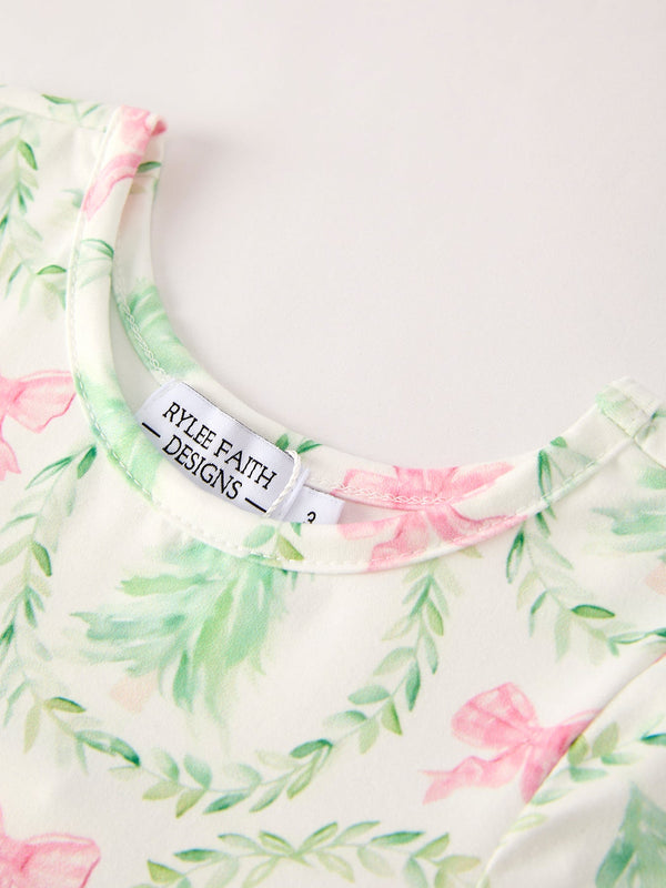 Festive Christmas Tree & Wreath Girls Dress