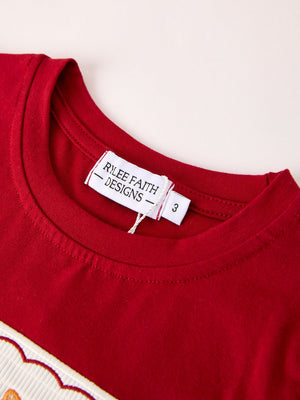 Fall Turkey Embroidered Boy Set – Orange Checkered with Halloween Details