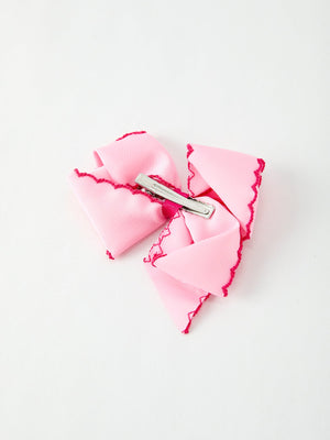 Christmas Santa Claus Pink Bow 4.1 Inch Hairpin