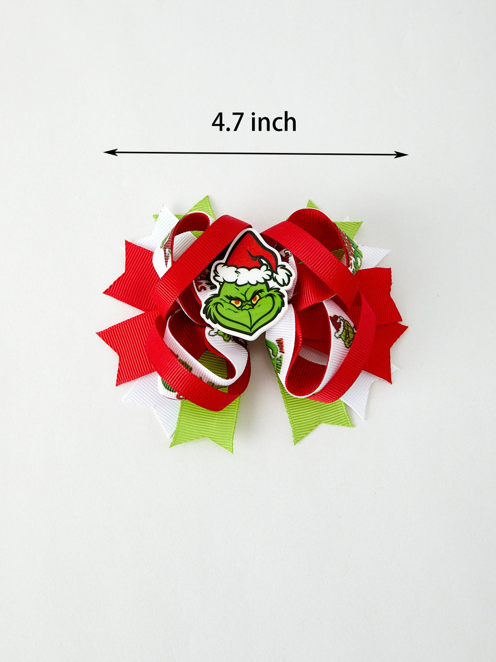 Christmas Character Red Green Bow 4.7 inch Hairpin