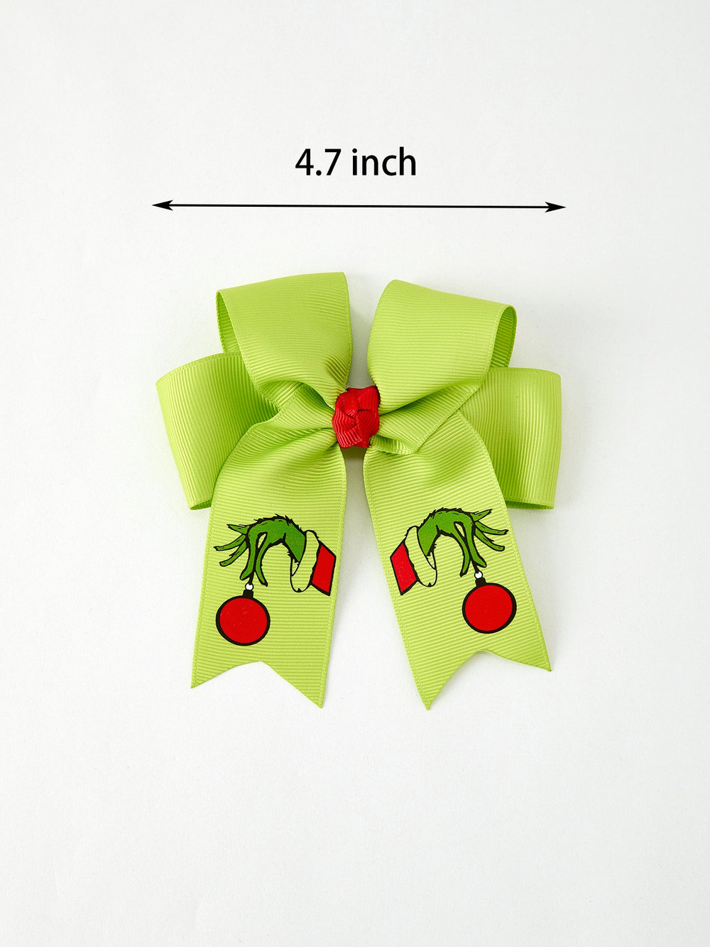 Christmas Green Bow 4.7inch Hairpin