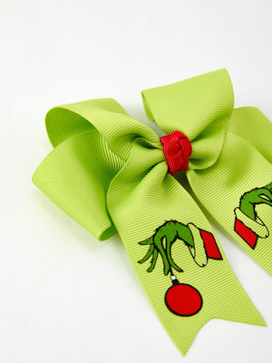 Christmas Green Bow 4.7inch Hairpin