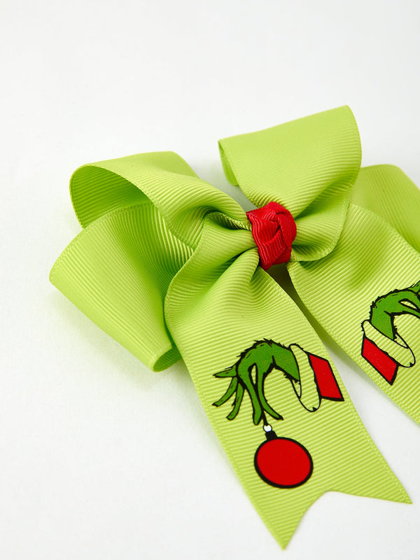 Christmas Green Bow 4.7inch Hairpin