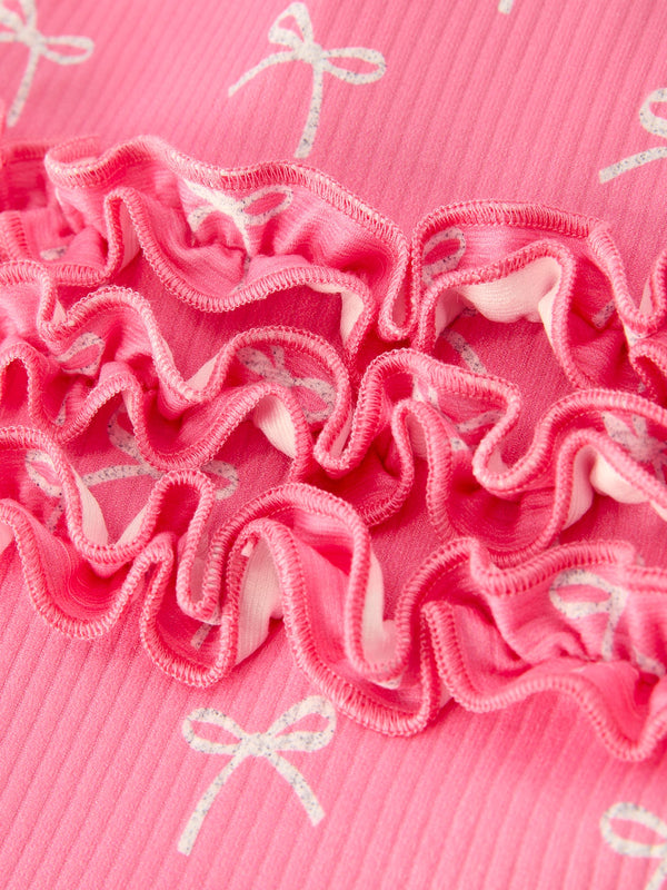 Christmas Bow Pink Romper with Hat for babies - stylish and sweet outfit, angle view 5.