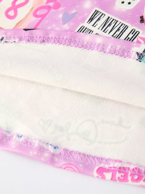 Christmas Purple Ts Twirly Print Girls Short sleeves Dress：Musical Journey in Style