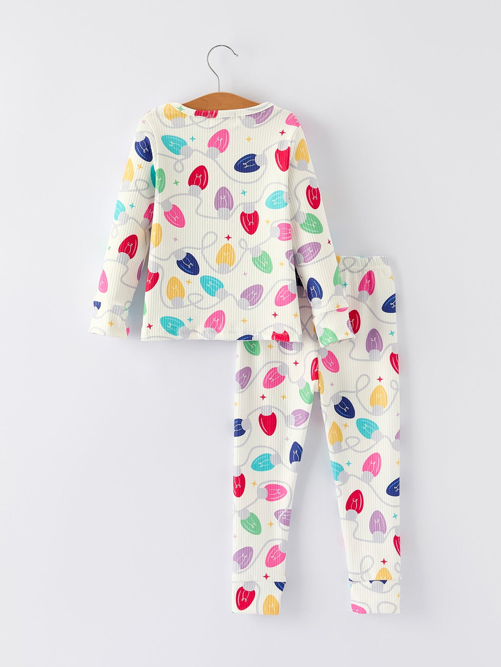 Christmas Girls  Colorful Light Bulb Baby Pajama Set: Fun and Cozy