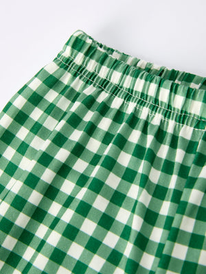 Christmas Tree Dog Smocking Embroidered  Plaid Boys Set