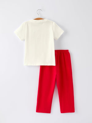 Red Christmas Smocked Embroidery  Boys Set