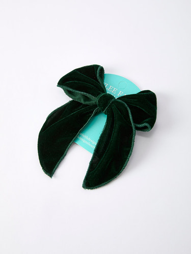 Christmas Velvet Green Bow Hair Clip