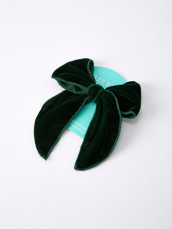 Christmas Velvet Green Bow Hair Clip