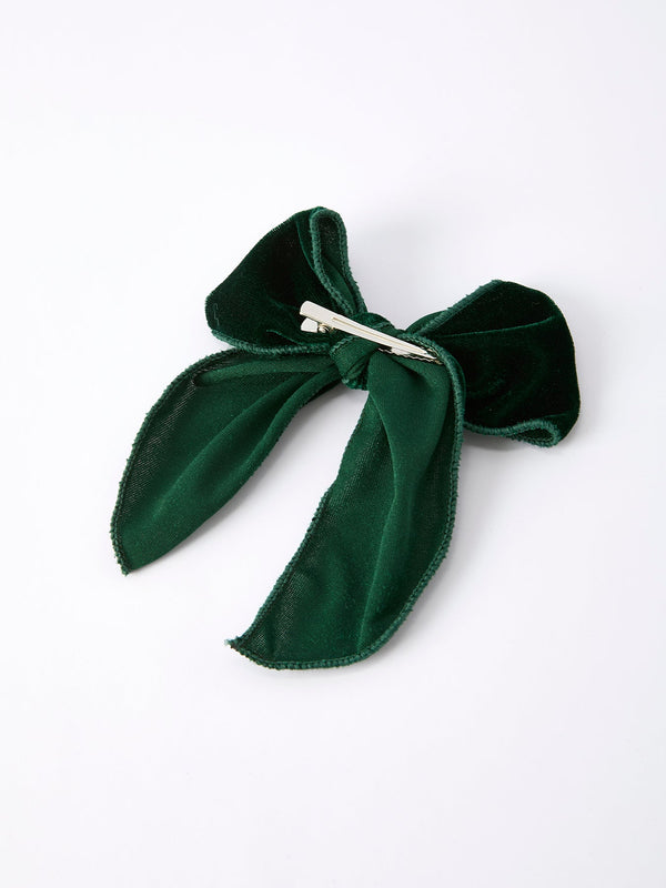 Christmas Velvet Green Bow Hair Clip