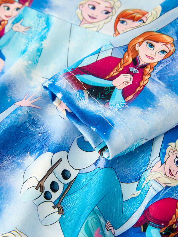 Blue Christmas Character Print Party Dress