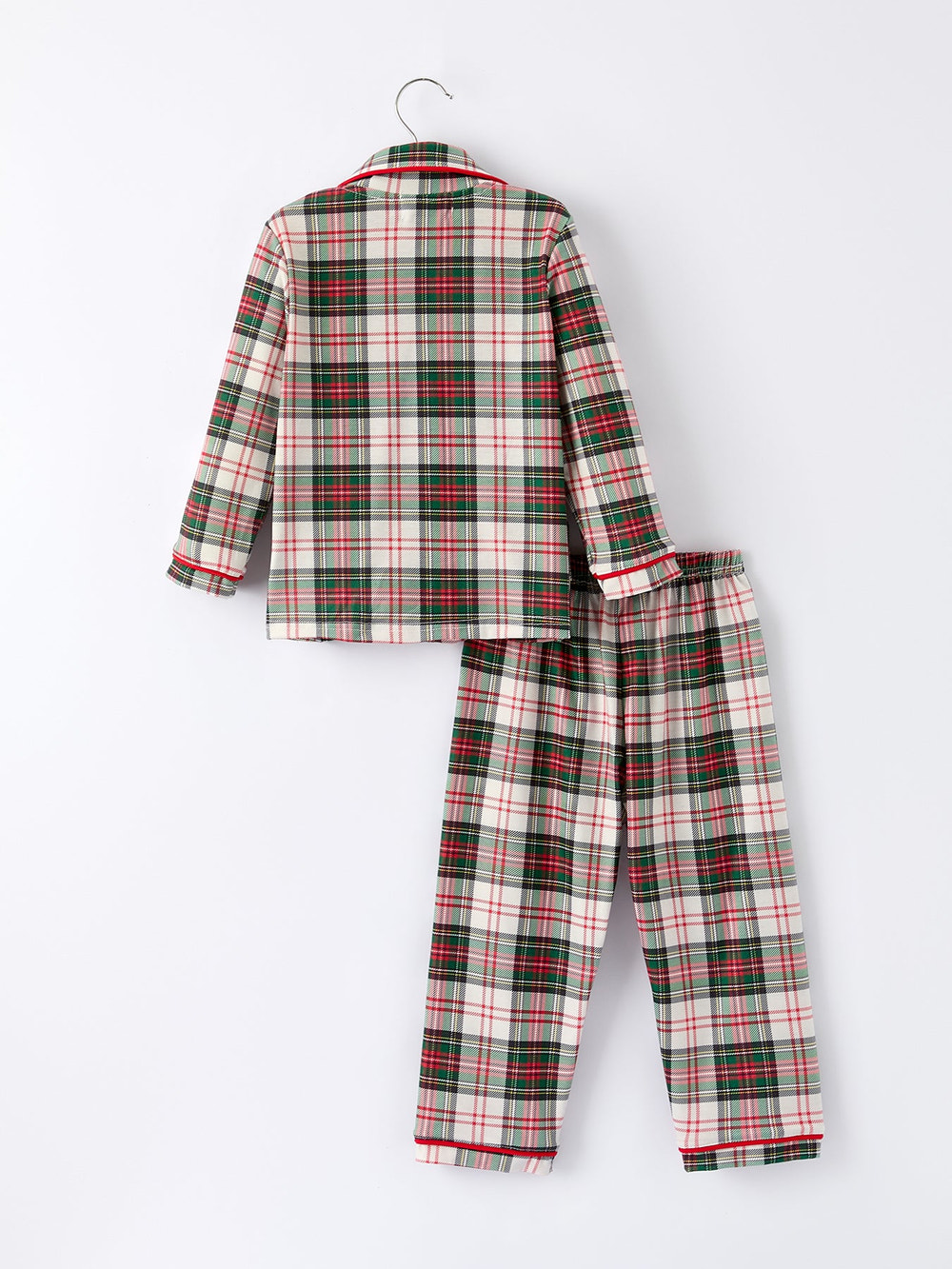 Toddler Girls Christmas long sleeves Plaid Set with Santa Applique