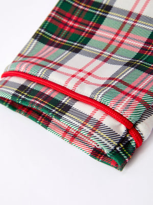 Toddler Girls Christmas long sleeves Plaid Set with Santa Applique