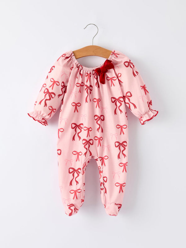 Bow Print Baby Girls Romper