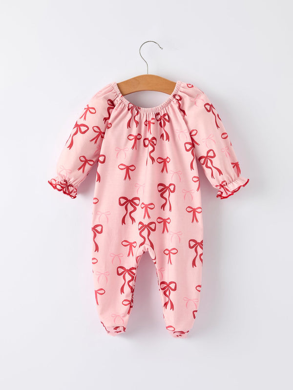 Bow Print Baby Girls Romper