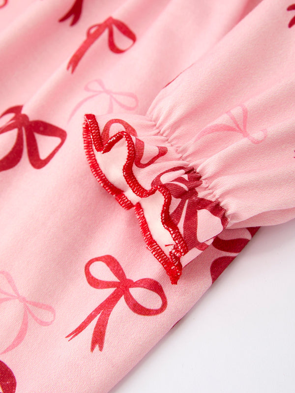 Bow Print Baby Girls Romper