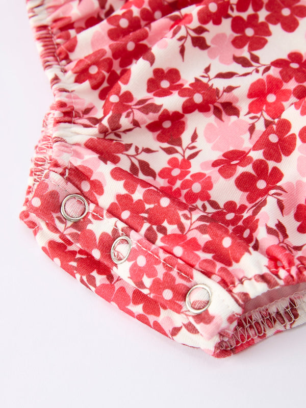 Valentine's Day "BE ❤ MINE" Embroidered Floral Girls' Romper