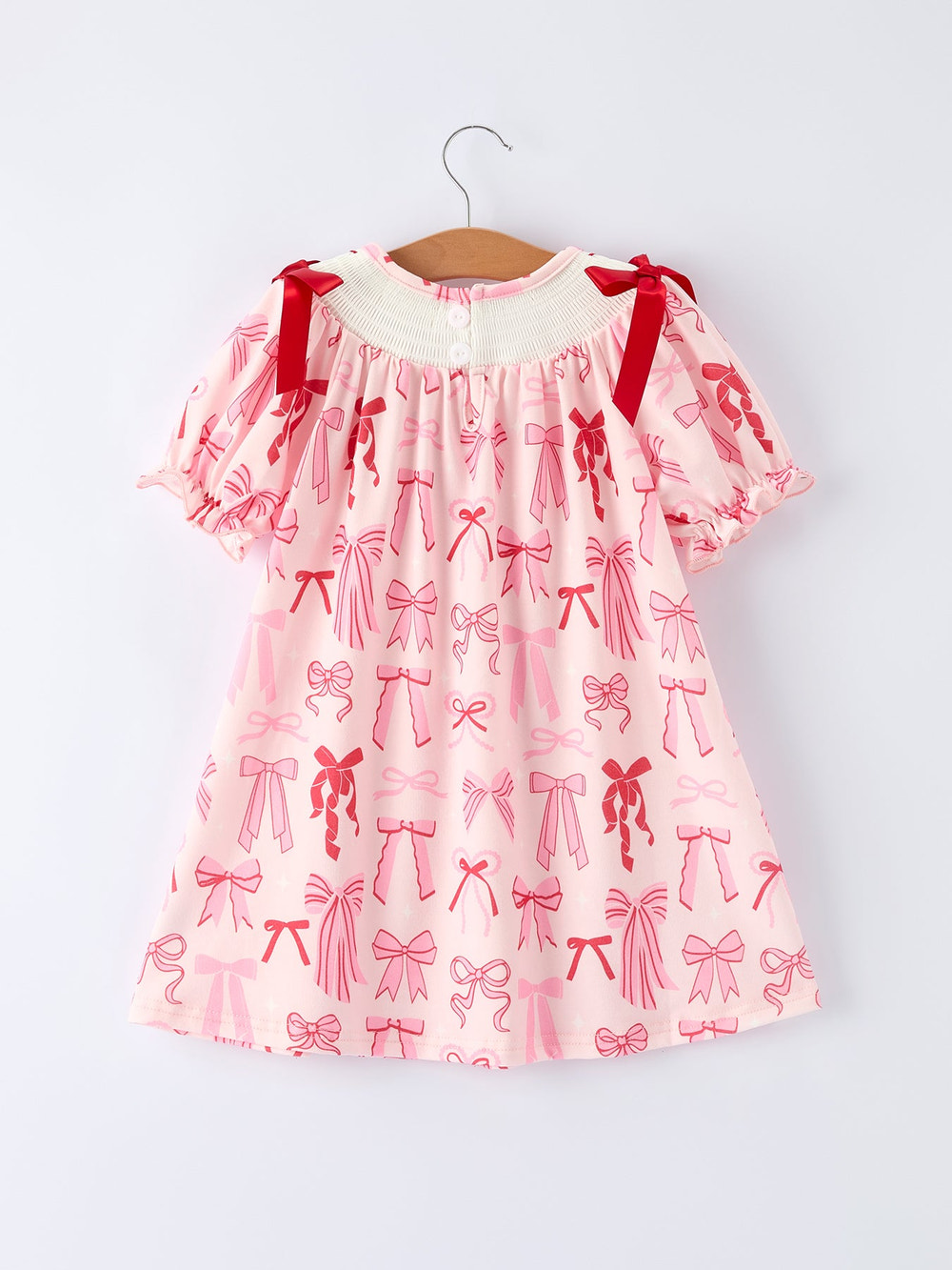 Girls' Valentine's Day Heart Bow Embroidered Dress - Cute and festive outfit for little girls. Perfect for celebrations!
