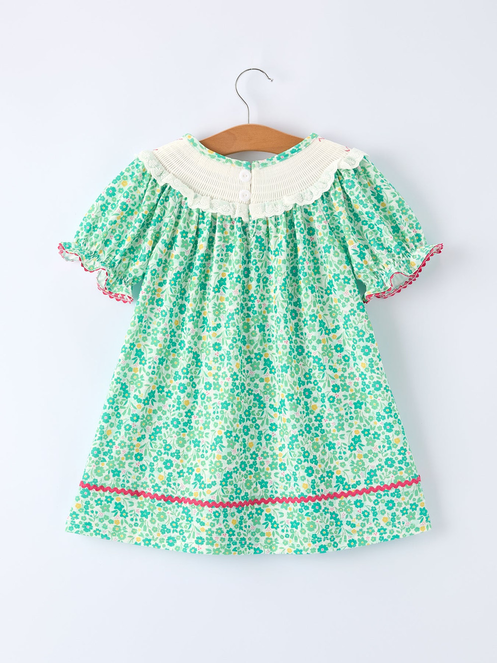 Girls St. Patrick’s Day Shamrock Bow Smocked Dress - Soft Fabric