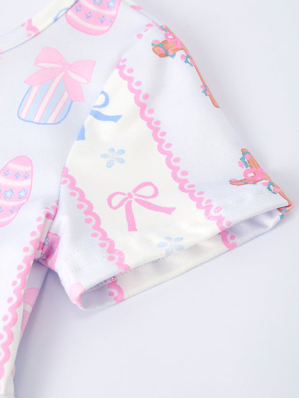 Easter Egg and Cross Print Christening Dress for Girls - Angle 4 View
