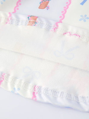 Easter Egg and Cross Print Christening Dress for Girls, Angle 5 view showcasing delicate design and vibrant colors.