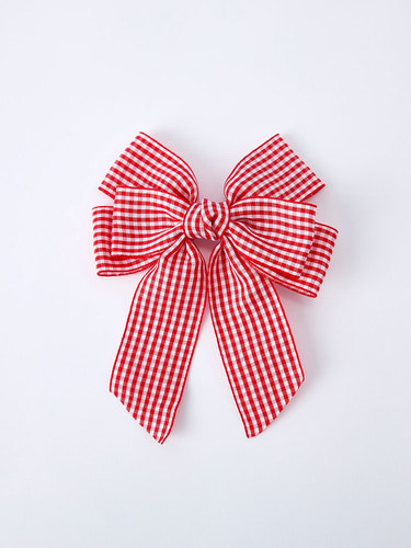 Red and white Plaid Girls Hairpin 4 Inches