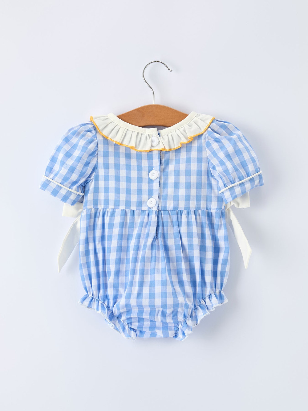 Spring Daisy Bow Smocked Baby Girl Romper