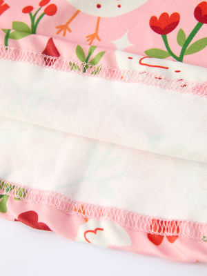 Spring Chicken Floral Farm Print Girls Dress, angle view showcasing vibrant colors and playful design for kids.