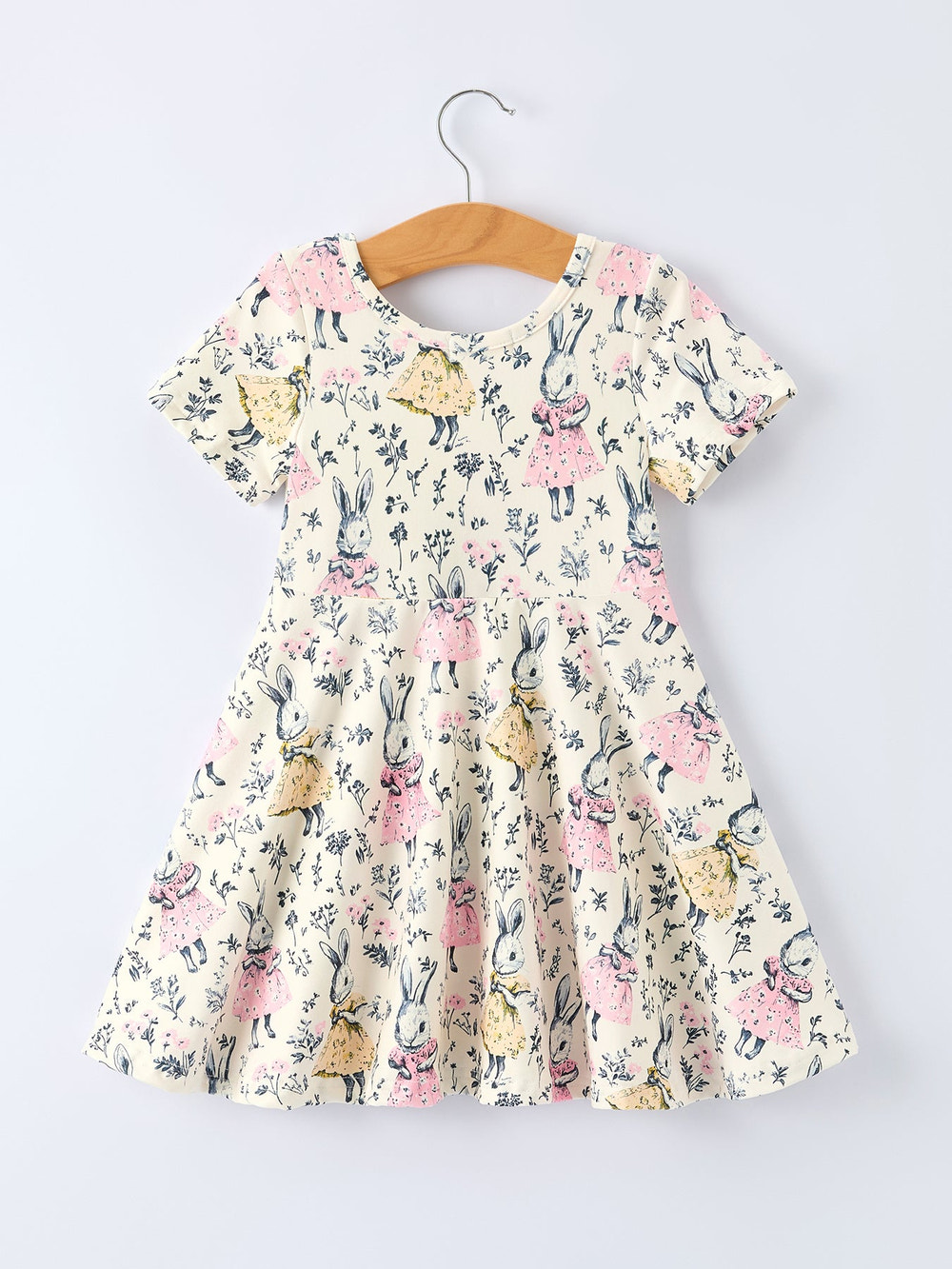 Easter Vintage Bunny Girls Twirl Dress - Cute and playful design for festive spring celebrations.