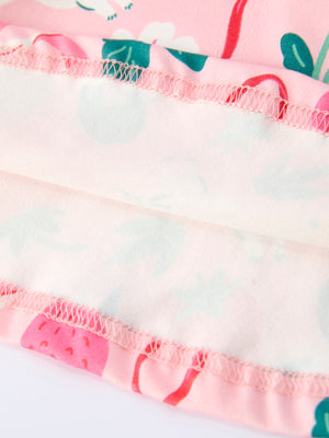 Easter Strawberry Bunny Bow Print Girls' Dress at angle 5, perfect for festive spring celebrations.