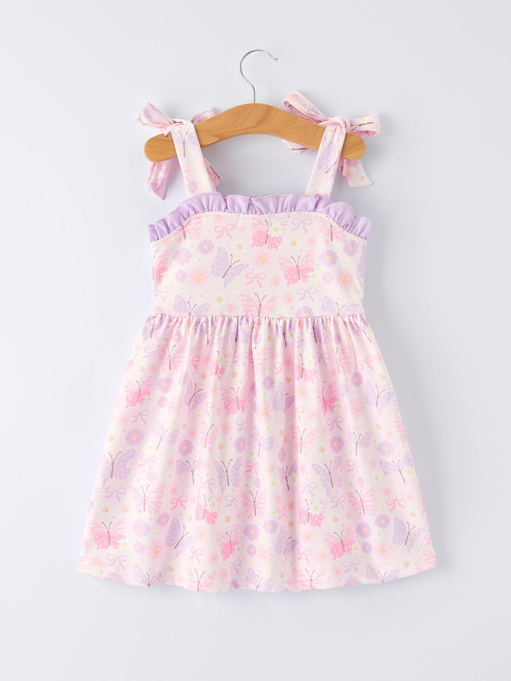 Butterfly Embroidery Smocking Bow Baby Girls Dress - Soft Fabric