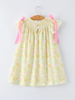 Spring Floral Smocked Girl Dress