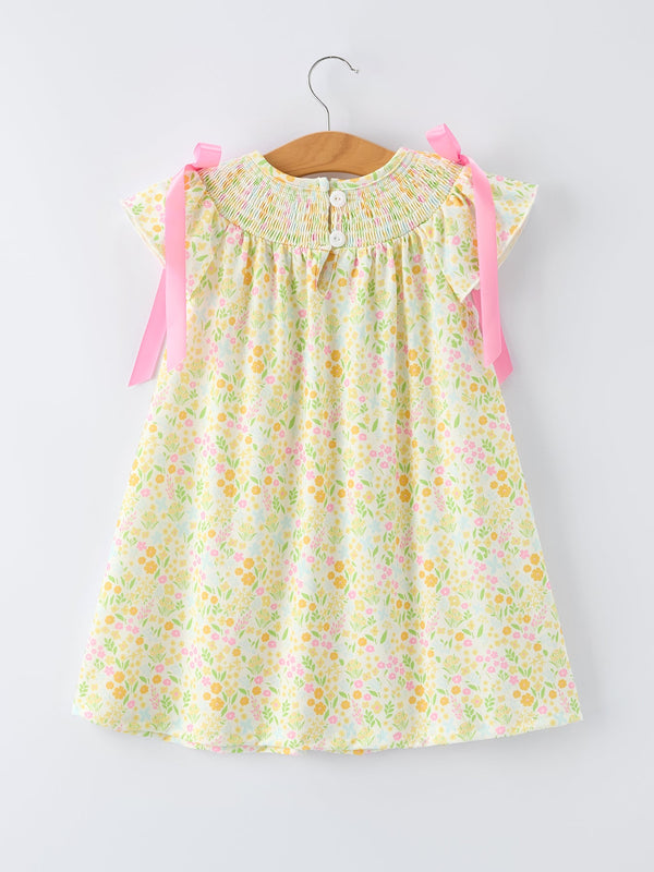 Spring Floral Smocked Girl Dress