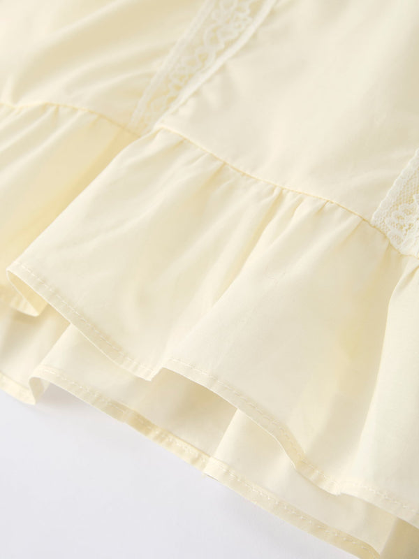 Embroidered Lace Girls' Short-sleeved Dress