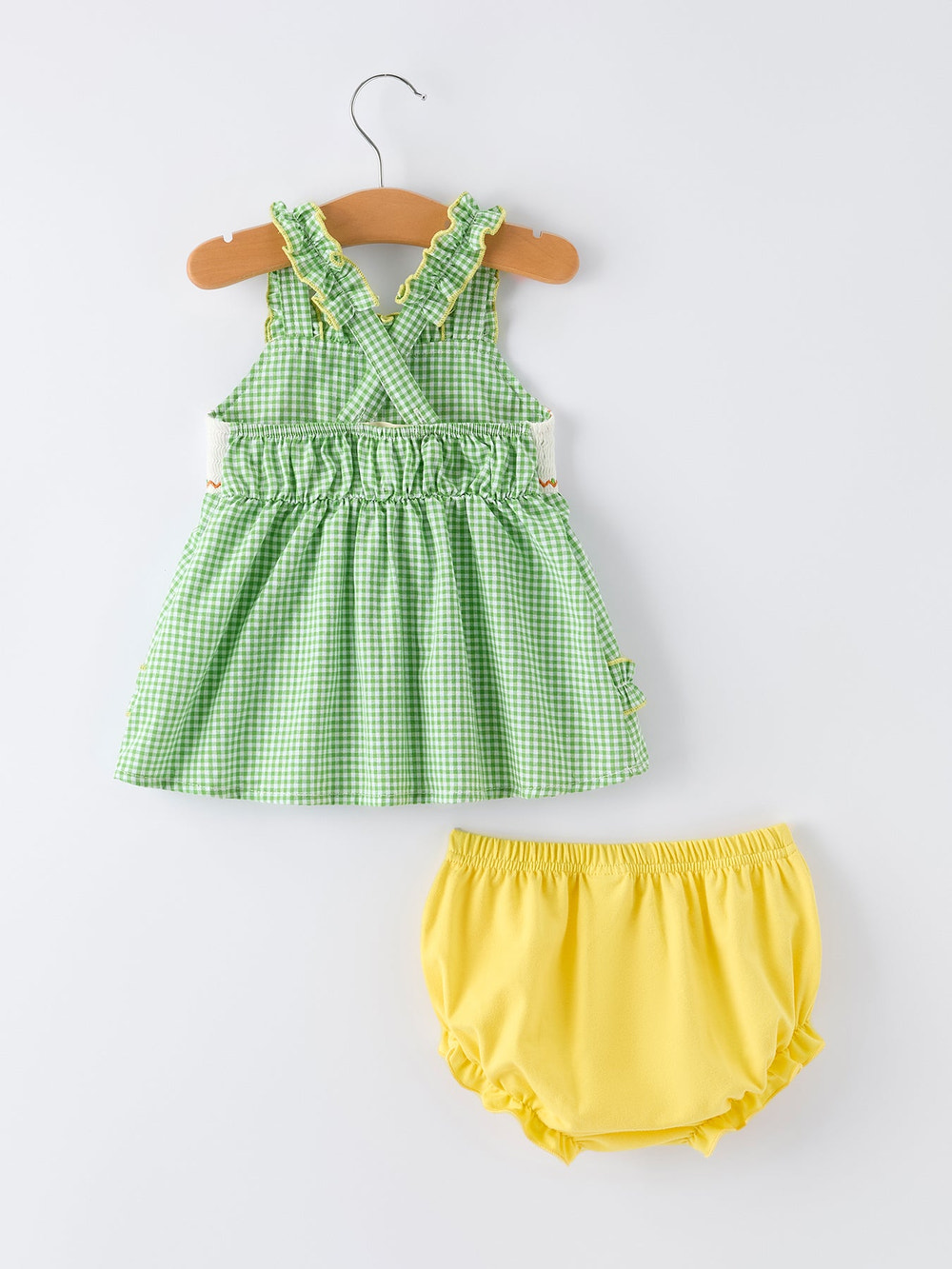 Spring Turtle Smocked Baby Girls Bloomers Set