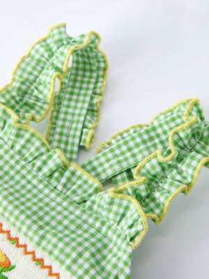 Spring Turtle Smocked Baby Girls Bloomers Set