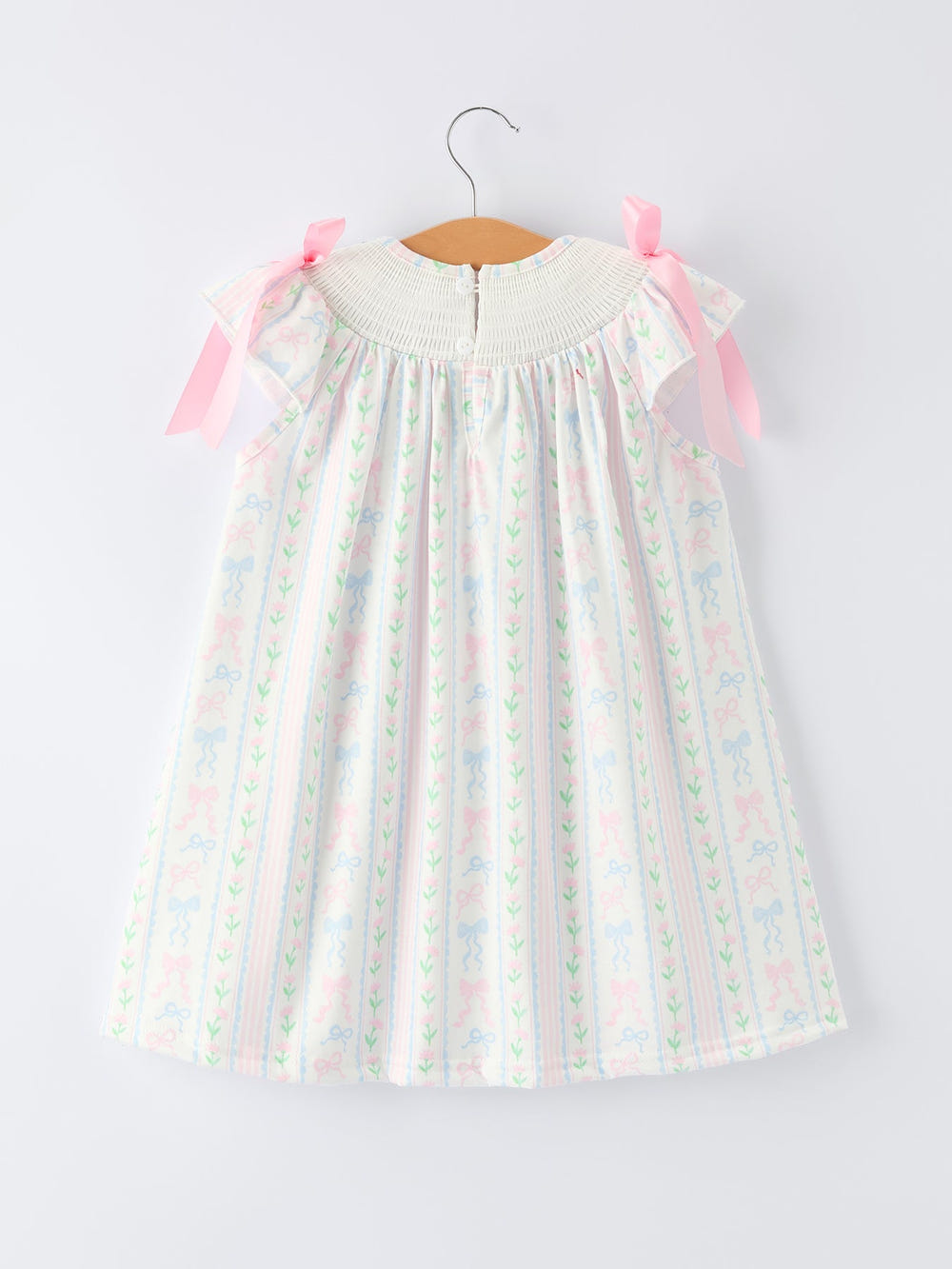 Girl Bow Stripe Smocked Dress