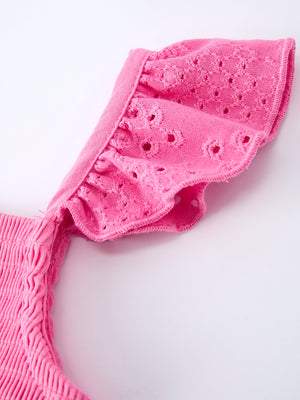 Pink Girl Smocked Ruffle Dress