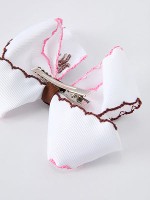 Western Horse Embroidery Ruffle Edge Girls Hairpin 4 Inch