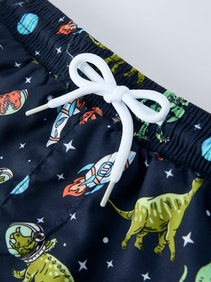 Space Dinosaur Boys Two Piece Swimsuit Long Sleeve