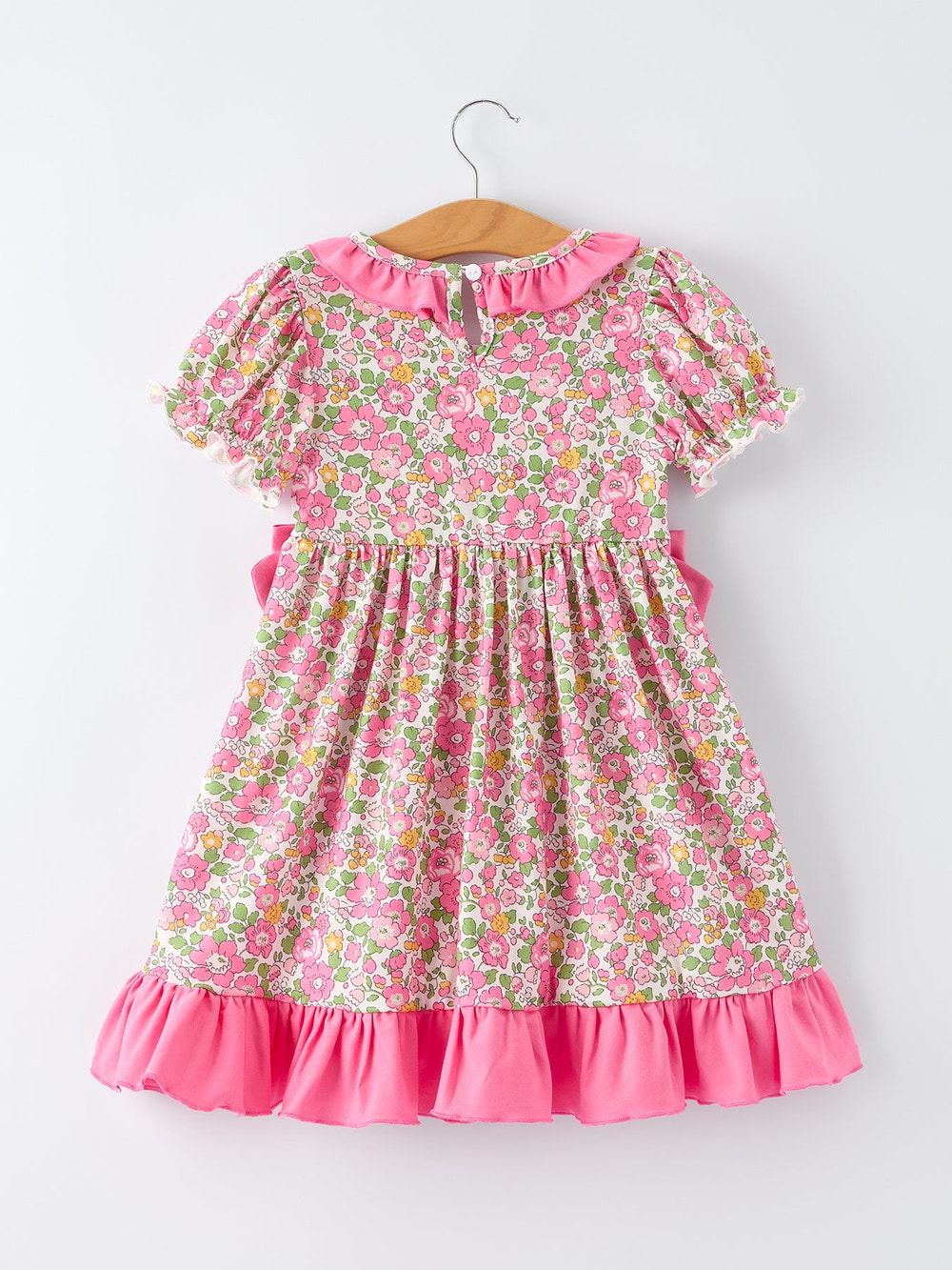 "DADDY'S GIRL Bow Embroidered Ruffle Collar Dress for girls, perfect for special occasions."