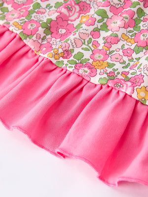 "DADDY'S GIRL" bow embroidered ruffle collar dress for girls, angle view showcasing cute design and details.